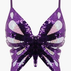 Purple Sequin Butterfly Top